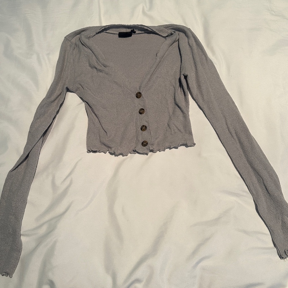 Gray Button-Up Women’s Crop Top From Urban Outfitters
